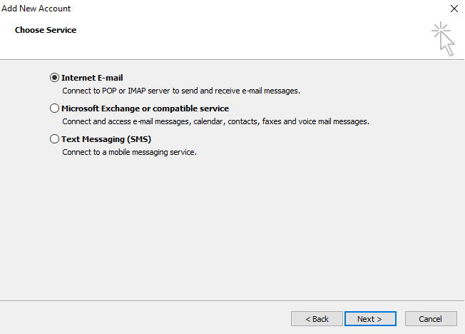 „Microsoft Outlook“ E-mail configuration 